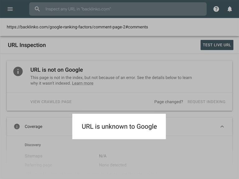 URL برای گوگل شناخته شده نیست